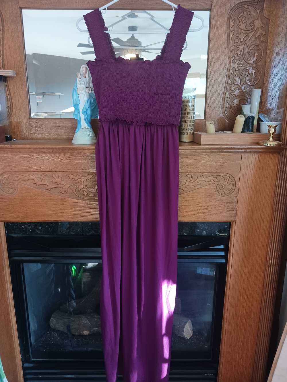 Nursing Queen Smocked Strap Maxi Nursing Dress in Berry